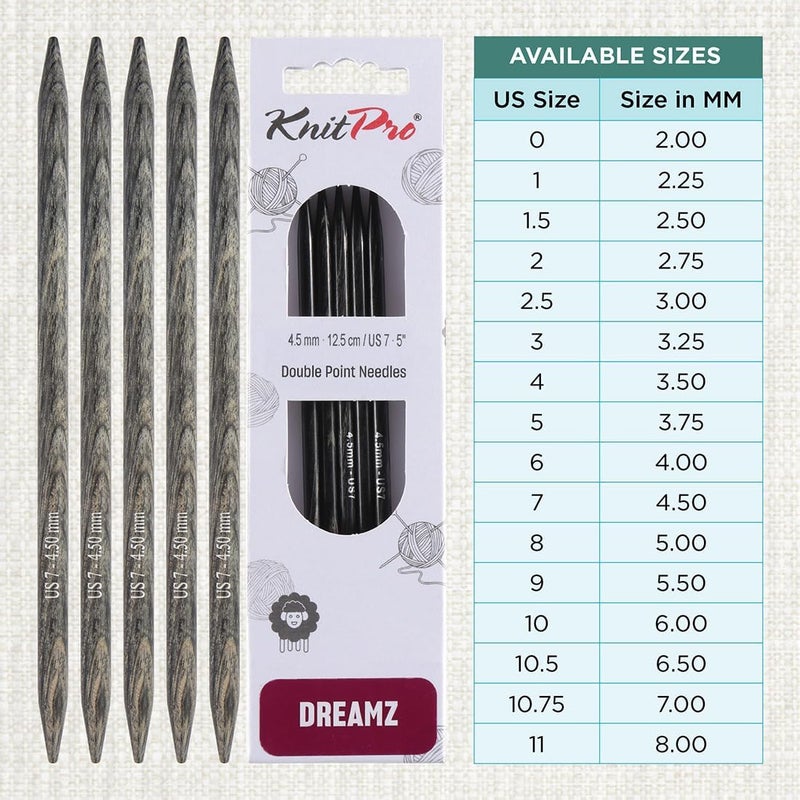 KnitPro Dreamz Double Pointed Needles 5" (12.5cm) | US Size 7 (4.5mm) - Image 3